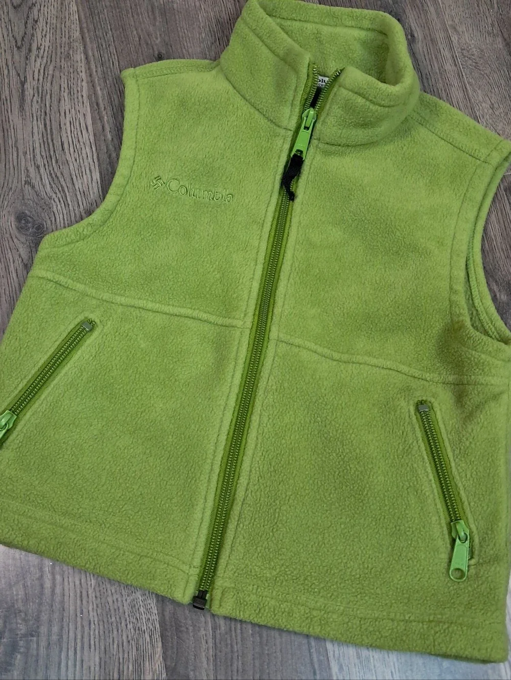 Columbia Vest Youth 4-5 Green Full Zip Fleece Vest
